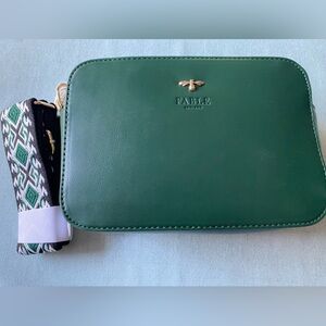 New. Wolf and Badger Fable Green with Floral Interior Bag